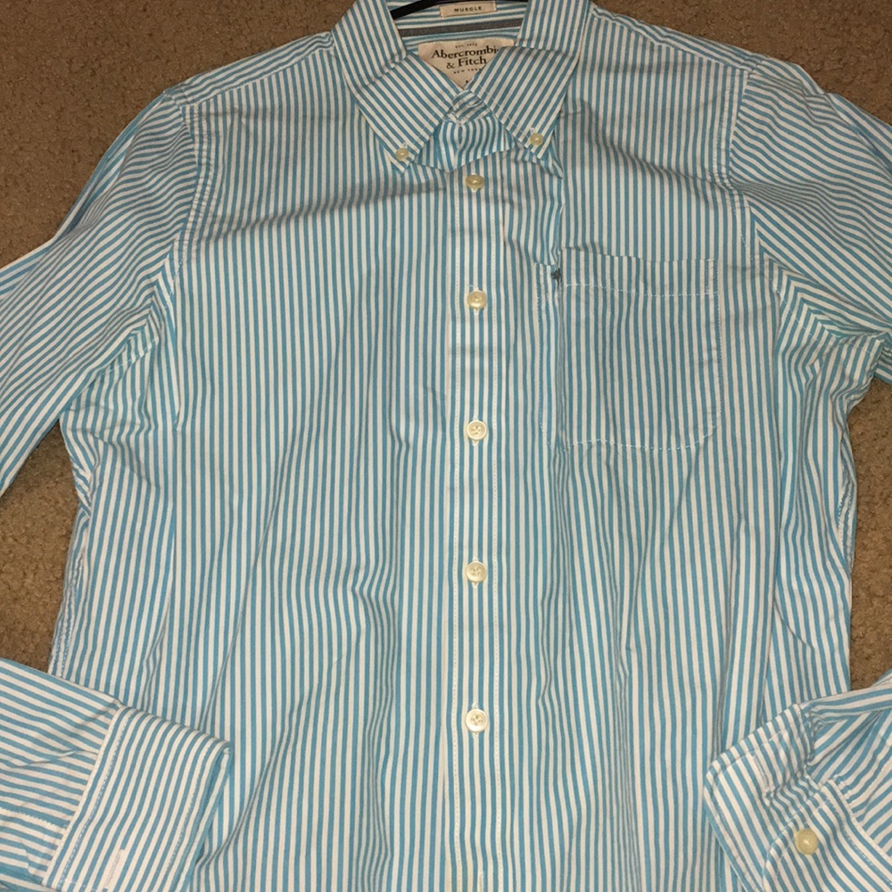 Abercrombie & Fitch mens plaided shirt L turquoise